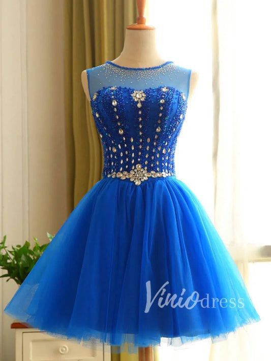 Short Prom Dresses 2025 Beaded Royal Blue Homecoming Dresses Corset Back SD1166-homecoming dresses-Viniodress-Royal Blue-Custom Size-Viniodress