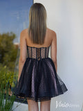 Black and Pink Dotted Tulle Homecoming Dresses Strapless Back to School Dress SD1689-Homecoming Dresses-Viniodress-Viniodress