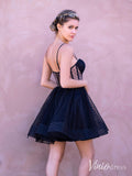 Black Dotted Tulle Homecoming Dresses Spaghetti Strap Graduation Dress SD1689B-Homecoming Dresses-Viniodress-Viniodress