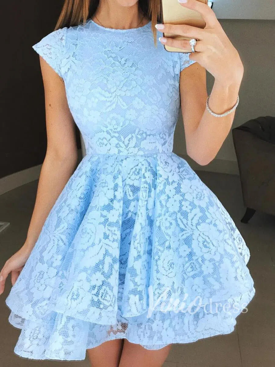 Short Prom Dresses 2025 Cheap Red Lace Homecoming Dresses Short Cocktail Dress SD1103-homecoming dresses-Viniodress-Light Blue-Custom Size-Viniodress