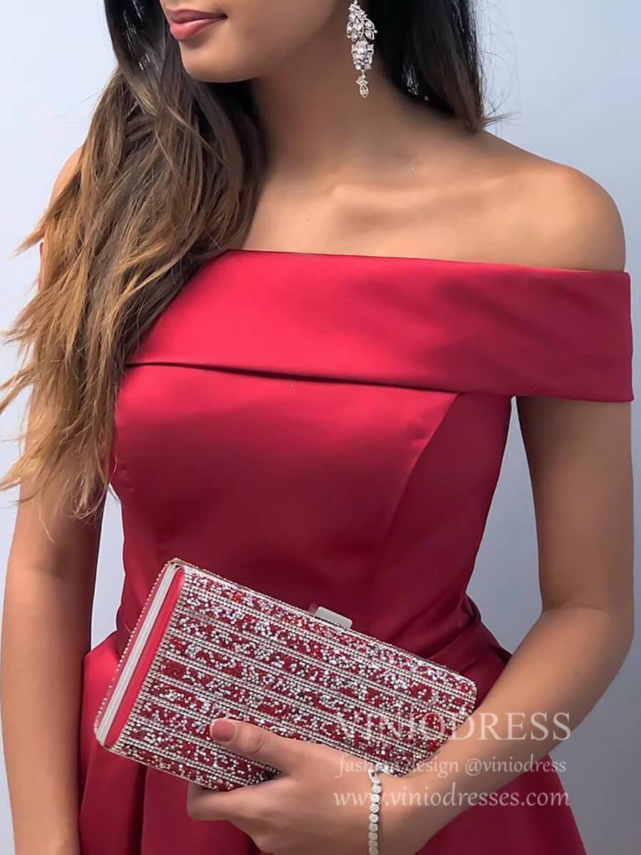 Short Prom Dresses 2025 Cherry Red Satin Homecoming Dresses Knee Length Cocktail Dress SD1398-homecoming dresses-Viniodress-Rose Red-Custom Size-Viniodress