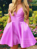 Short Prom Dresses 2025 Classic Spaghetti Strap Homecoming Dresses with Pockets SD1161-homecoming dresses-Viniodress-Orchid-Custom Size-Viniodress