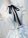 Collar Neck Light Blue Lace Homecoming Dresses SD1004-homecoming dresses-Viniodress-Viniodress