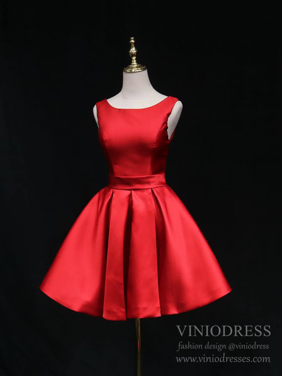 Short Prom Dresses 2025 Cute Red Bow Homecoming Dresses with Pockets SD1395-homecoming dresses-Viniodress-Red-Custom Size-Viniodress