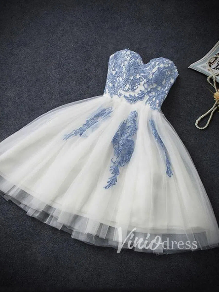 Short Prom Dresses 2025 Light Blue Strapless Homecoming Dresses SD1081-homecoming dresses-Viniodress-As Picture-Custom Size-Viniodress