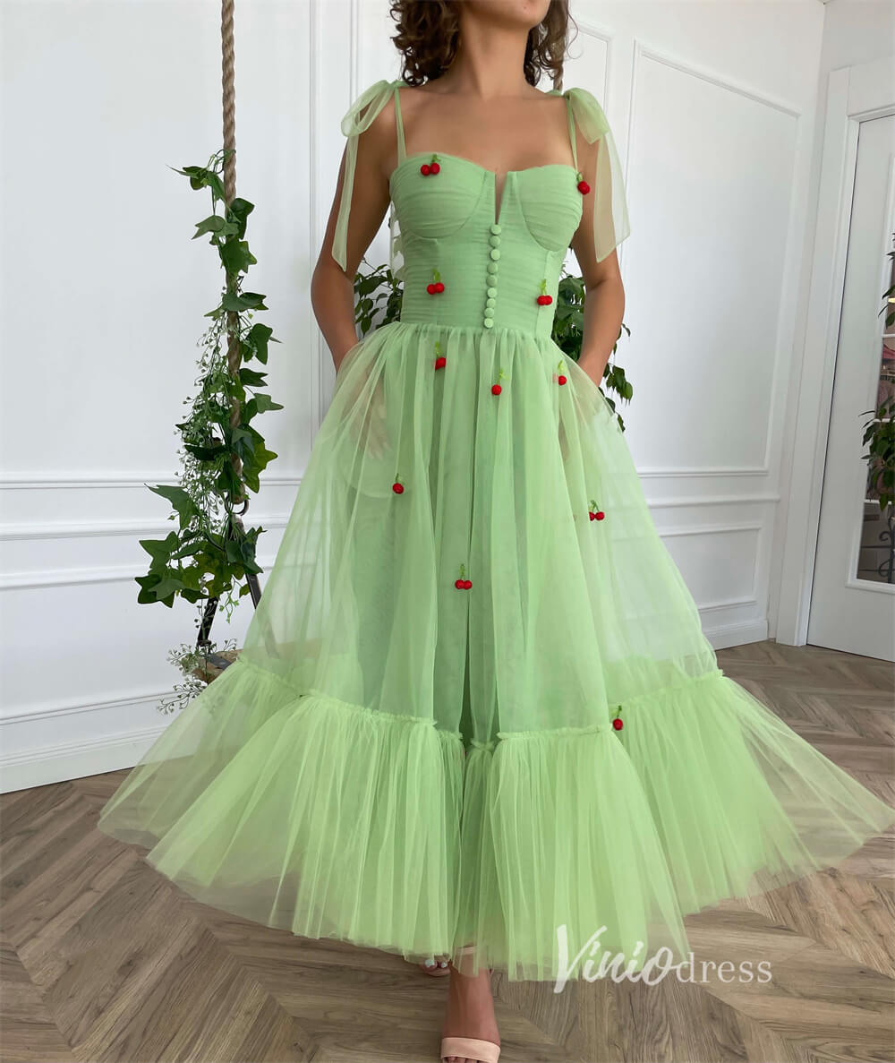 Short Prom Dresses 2025 Light Green Maxi Dress Cherry Prom Dresses with Pockets SD1435-homecoming dresses-Viniodress-Green-Custom Size-Viniodress