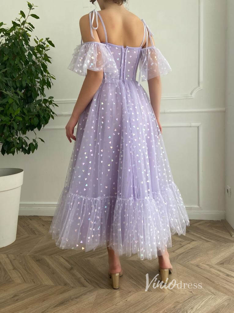 Short Prom Dresses 2025 Lilac Heart Printed Prom Dresses Lavender Maxi Dress Dress SD1432D-homecoming dresses-Viniodress-Lilac-Custom Size-Viniodress