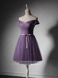 Short Prom Dresses 2025 Off the Shoulder Purple Homecoming Dresses SD1078-homecoming dresses-Viniodress-Purple-Custom Size-Viniodress