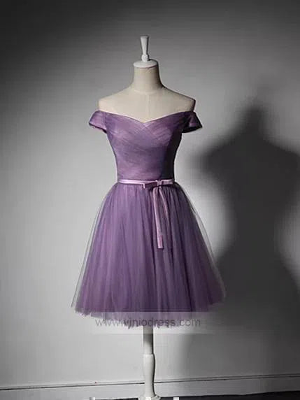 Short Prom Dresses 2025 Off the Shoulder Purple Homecoming Dresses SD1078-homecoming dresses-Viniodress-Purple-Custom Size-Viniodress