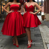 Short Prom Dresses 2025 Red Satin Homecoming Dresses with Pockets Short Prom Dress FD2808-homecoming dresses-Viniodress-Red-Custom Size-A-Viniodress