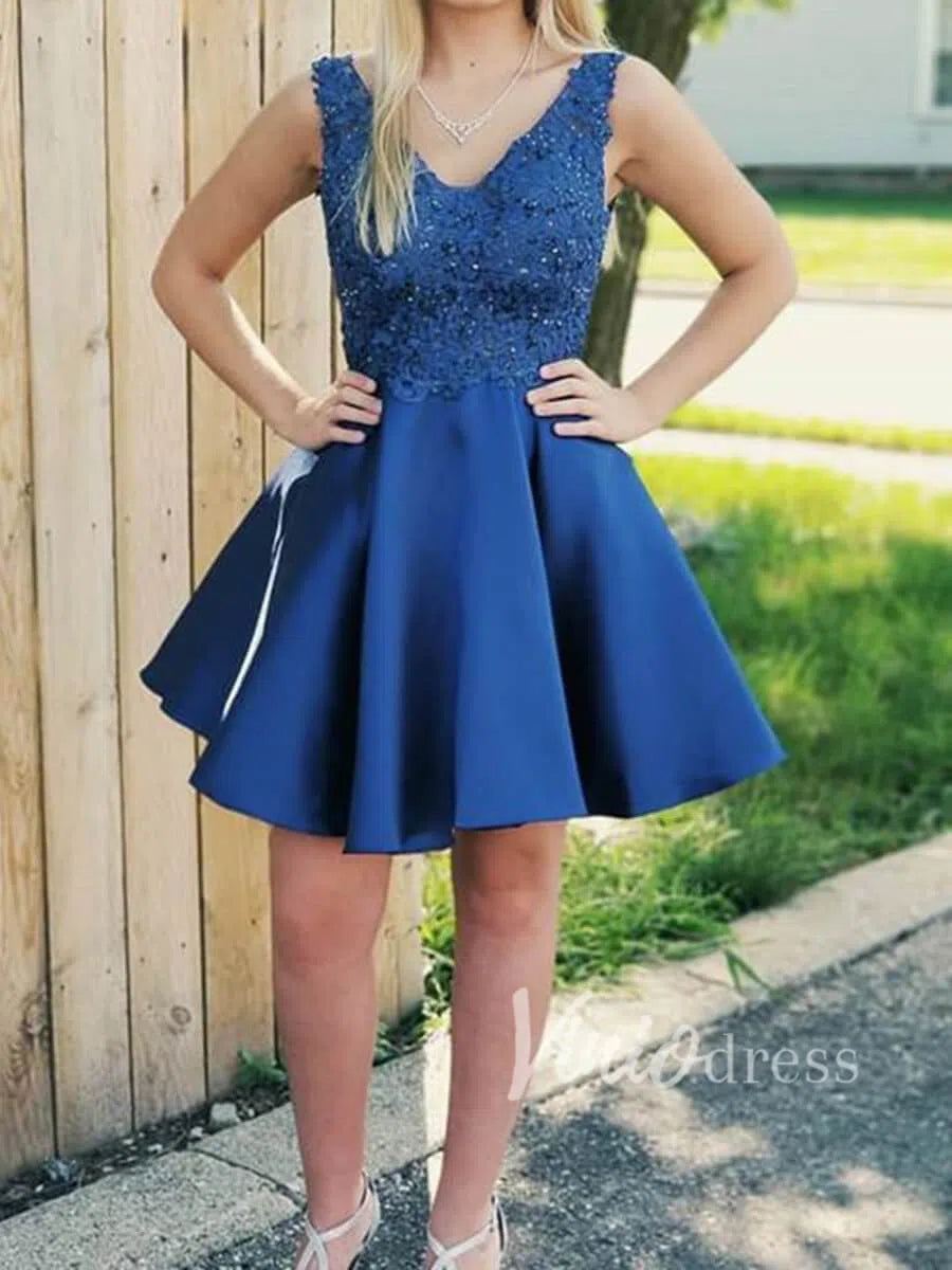 Short Prom Dresses 2025 Royal Blue Lace Homecoming Dresses with Pockets SD1133-homecoming dresses-Viniodress-Royal Blue-Custom Size-Viniodress