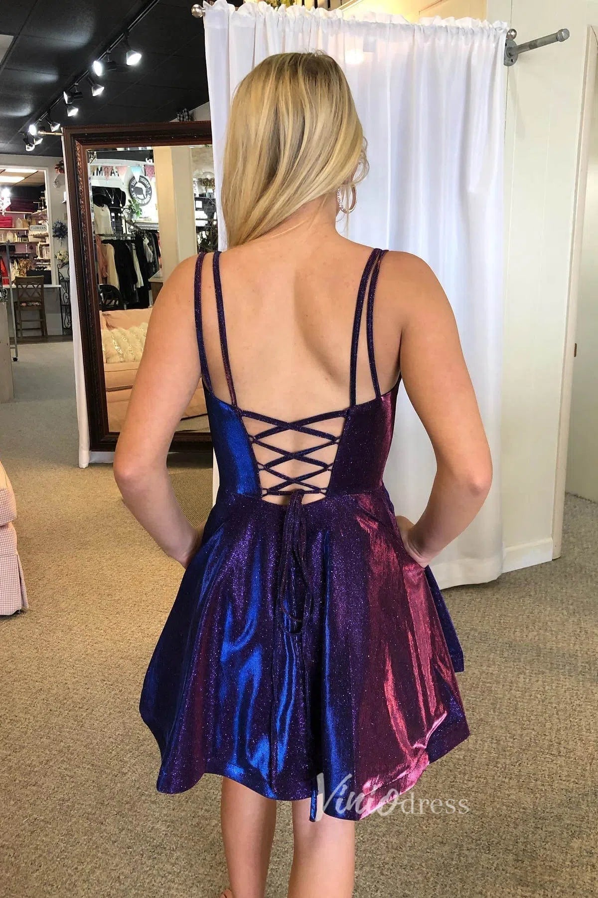 Short Prom Dresses 2025 Shimmering Purple Blue Homecoming Dresses with Pockets SD1189B-homecoming dresses-Viniodress-Blue-Custom Size-Viniodress