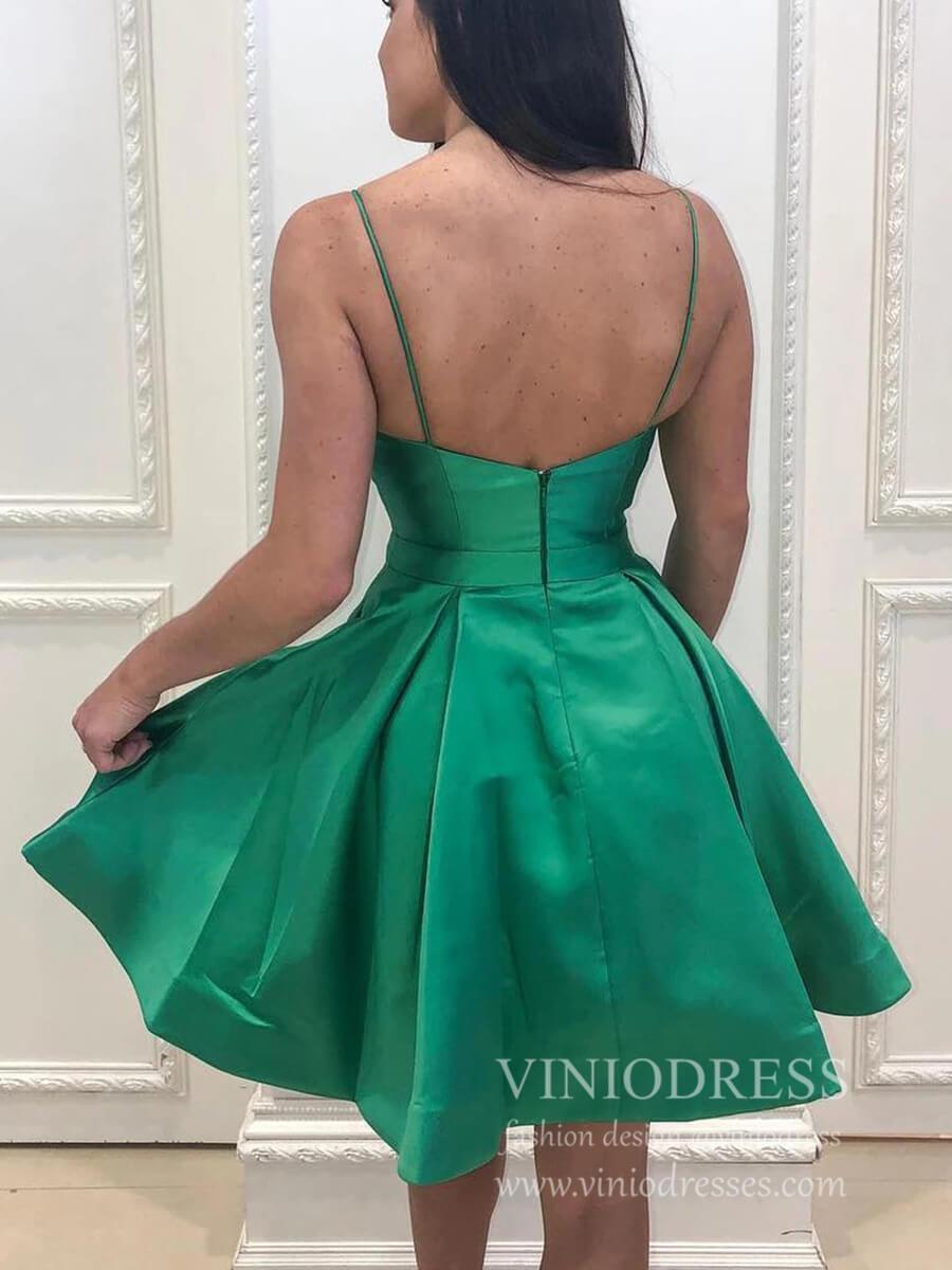 Short Prom Dresses 2025 Cheap Simple Emerald Green Satin Homecoming Dresses with Pockets SD1290-homecoming dresses-Viniodress-Emerald Green-Custom Size-Viniodress