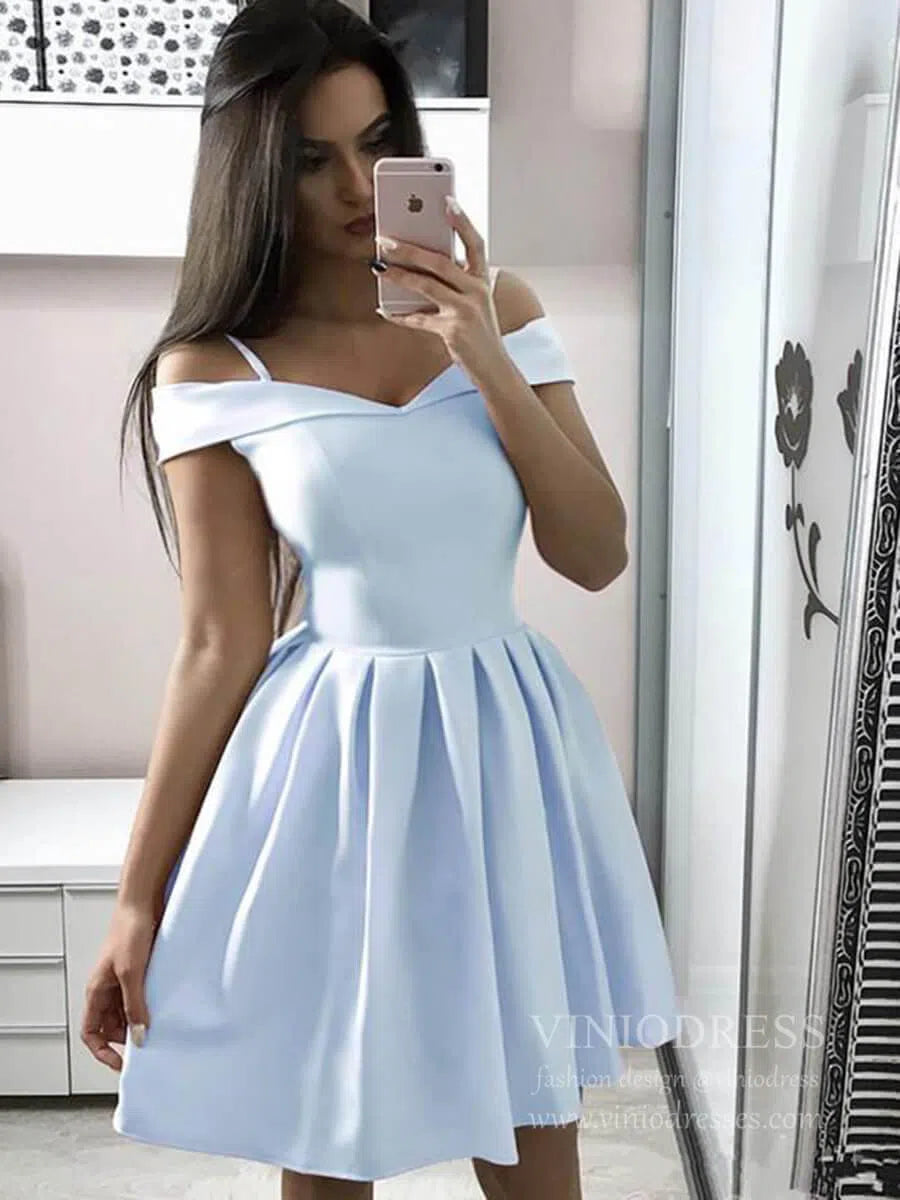 Short Prom Dresses 2025 Simple Light Blue Graduation Dresses with Straps SD1141-homecoming dresses-Viniodress-Light Blue-Custom Size-Viniodress