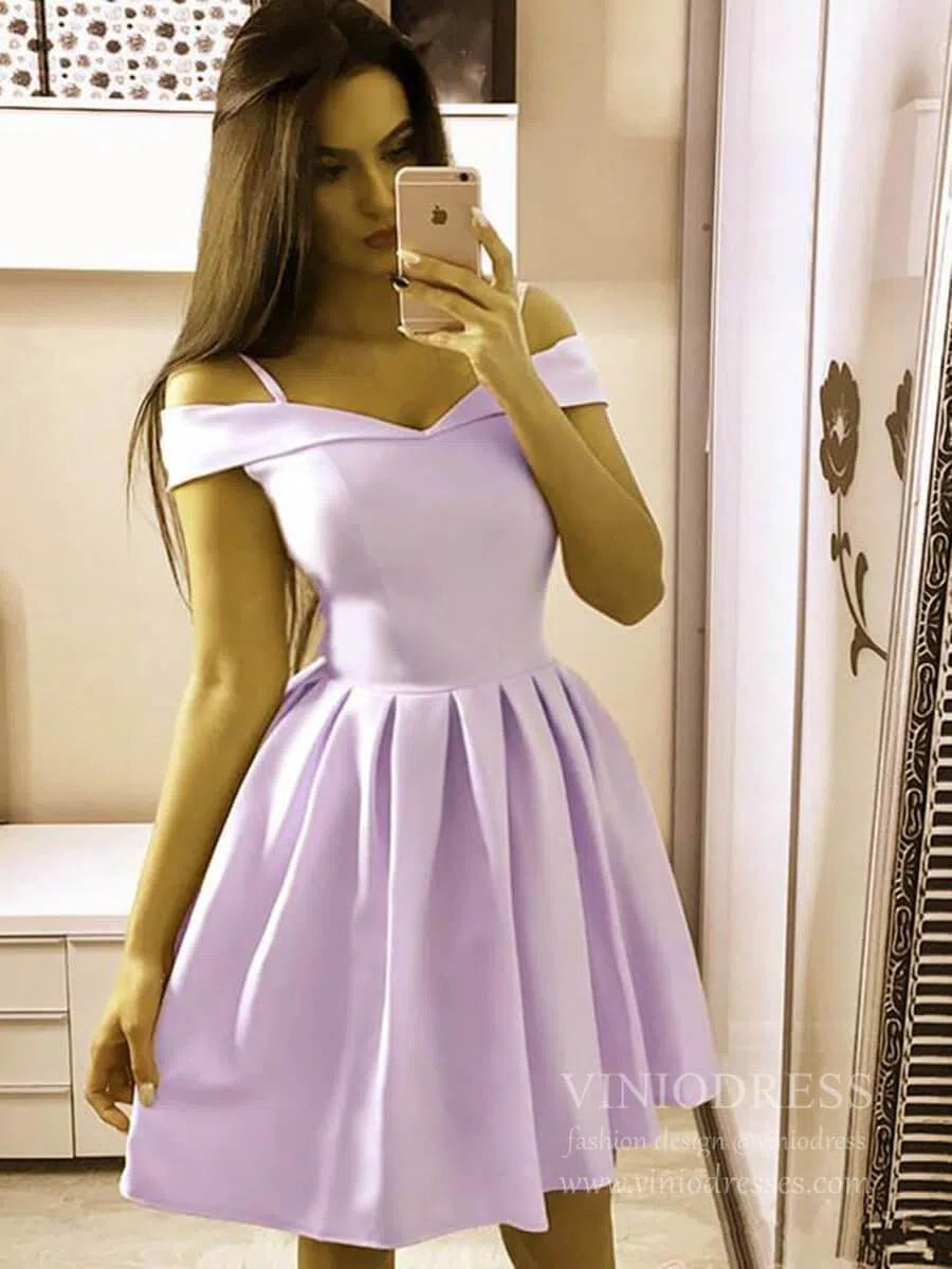 Short Prom Dresses 2025 Simple Light Blue Graduation Dresses with Straps SD1141-homecoming dresses-Viniodress-Lilac-Custom Size-Viniodress