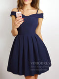 Short Prom Dresses 2025 Simple Light Blue Graduation Dresses with Straps SD1141-homecoming dresses-Viniodress-Navy Blue-Custom Size-Viniodress