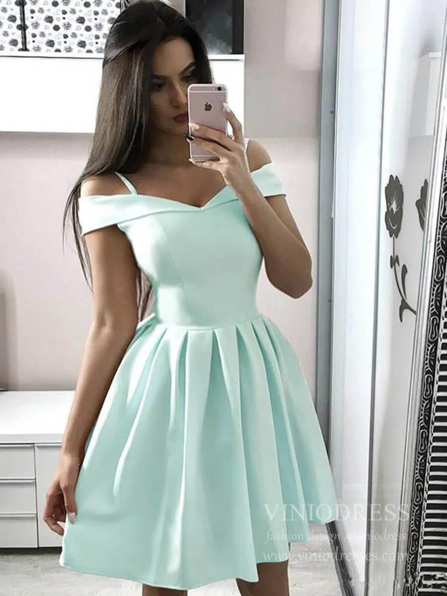 Short Prom Dresses 2025 Simple Light Blue Graduation Dresses with Straps SD1141-homecoming dresses-Viniodress-Seafoam-Custom Size-Viniodress