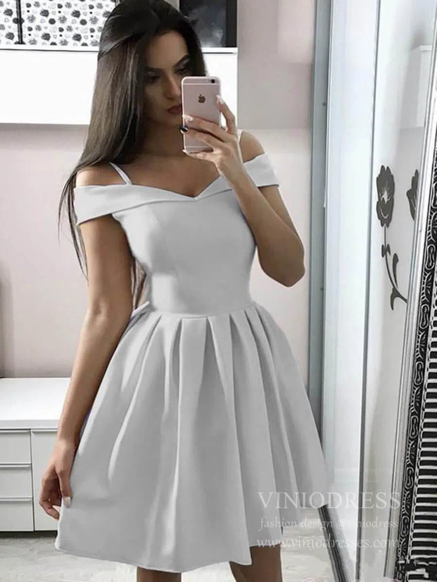 Short Prom Dresses 2025 Simple Light Blue Graduation Dresses with Straps SD1141-homecoming dresses-Viniodress-Silver-Custom Size-Viniodress