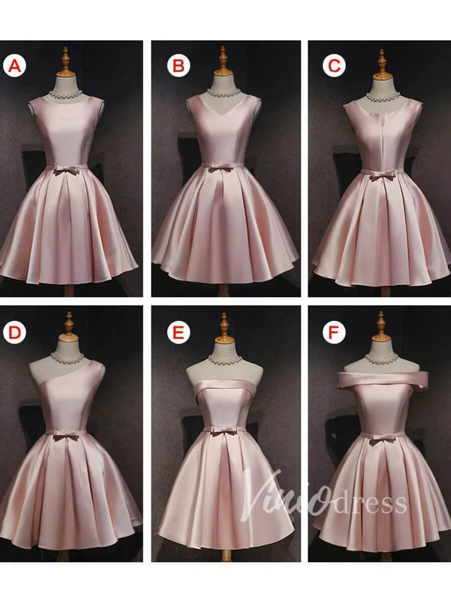 Short Prom Dresses 2025 Simple Satin Homecoming Dresses with Pockets SD1235-homecoming dresses-Viniodress-Blush Pink-Custom Size-Viniodress