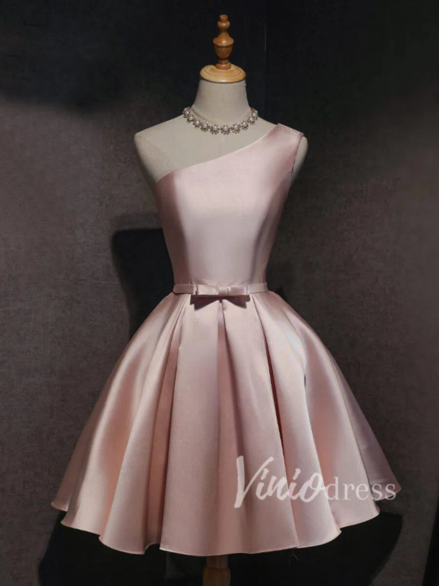 Short Prom Dresses 2025 Simple Satin Homecoming Dresses with Pockets SD1235-homecoming dresses-Viniodress-Blush Pink-Custom Size-Viniodress