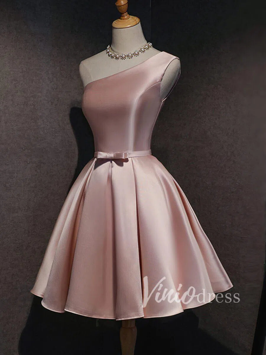 Short Prom Dresses 2025 Simple Satin Homecoming Dresses with Pockets SD1235-homecoming dresses-Viniodress-Blush Pink-Custom Size-Viniodress