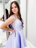 Short Prom Dresses 2025 Simple Satin Homecoming Dresses with Pockets SD1361-homecoming dresses-Viniodress-Lavender-Custom Size-Viniodress