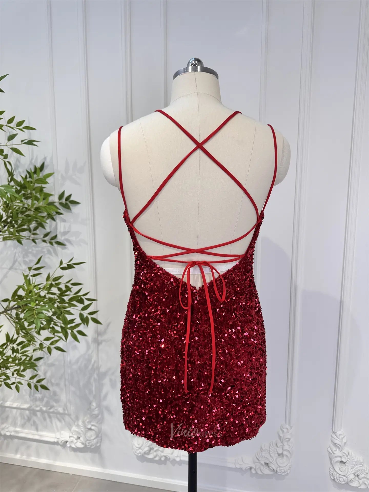 Homecoming Dresses 2025-to impress Size 16 Red Sequin Short Prom Dress, Bodycon CL013-plus size wedding dresses Viniodress-Red-US16-