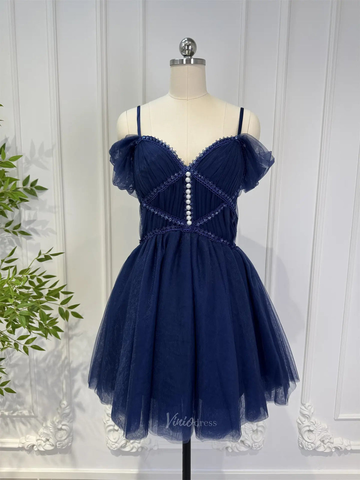 Homecoming Dresses 2025-to impress Size 2 Navy Short Prom Dresses Blue Homecoming Dresses CL016-plus size wedding dresses Viniodress-Navy-US 2-