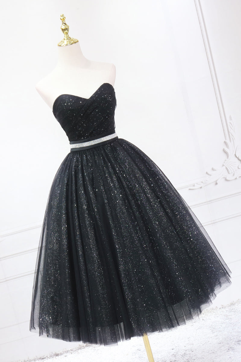 Short Prom Dresses 2025 Sparkly Mid-length Black Homecoming Dresses SD1220B-Homecoming Dresses-VINIODRESS-Black-US2-Viniodress