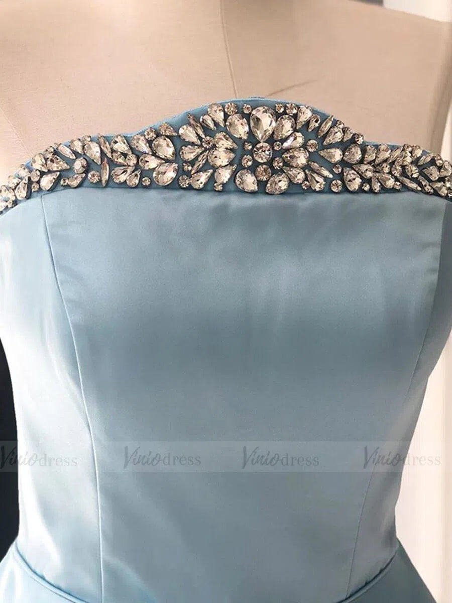 Short Prom Dresses 2025 Strapless Beaded Light Blue Homecoming Dresses with Pockets SD1215-homecoming dresses-Viniodress-Light Blue-Custom Size-Viniodress