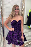 Short Prom Dresses 2025 Strapless Purple Sequin Homecoming Dresses Short Graduation Dress with Pockets SD1522-homecoming dresses-Viniodress-Purple-Custom Size-Viniodress