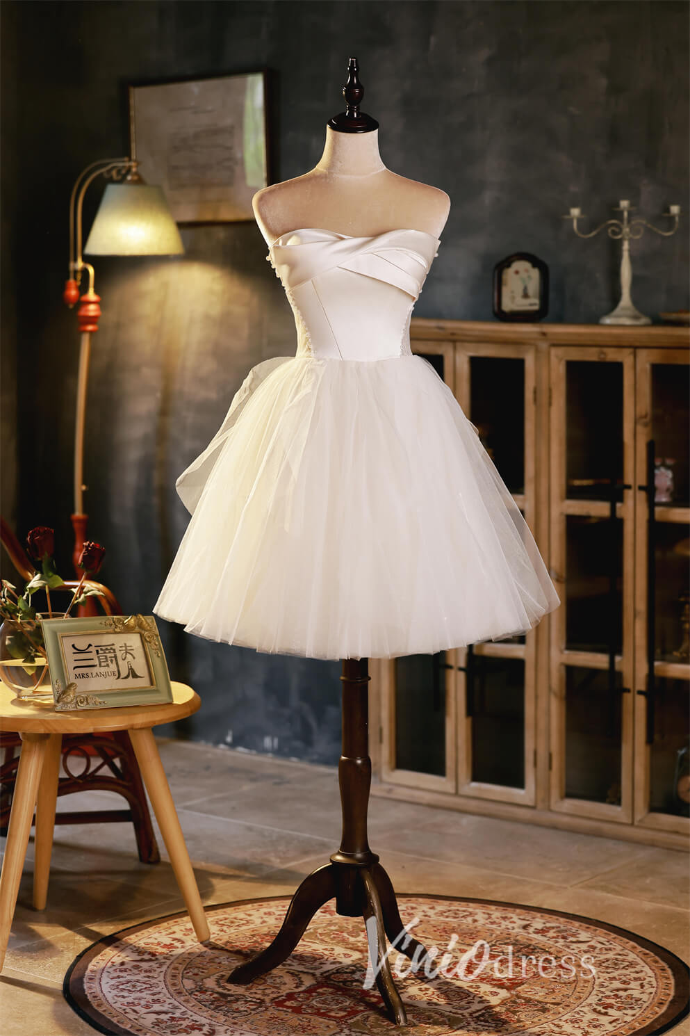 Short Prom Dresses 2025 Strapless Short Graduation Dress Tulle Homecoming Dresses SD1453-Homecoming Dresses-VINIODRESS-Ivory-Custom Size-Viniodress