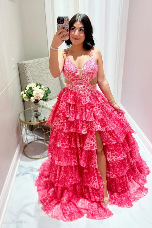 RF104 Pink Animal Print-prom dresses 2026-Viniodress-Hot Pink-Custom Size-