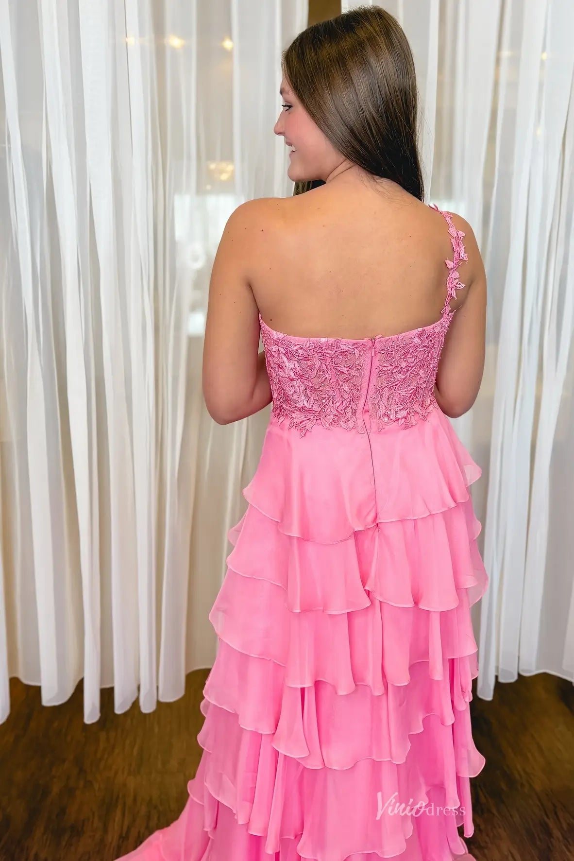 RF012-prom dresses 2026-Viniodress-Pink-Custom Size-