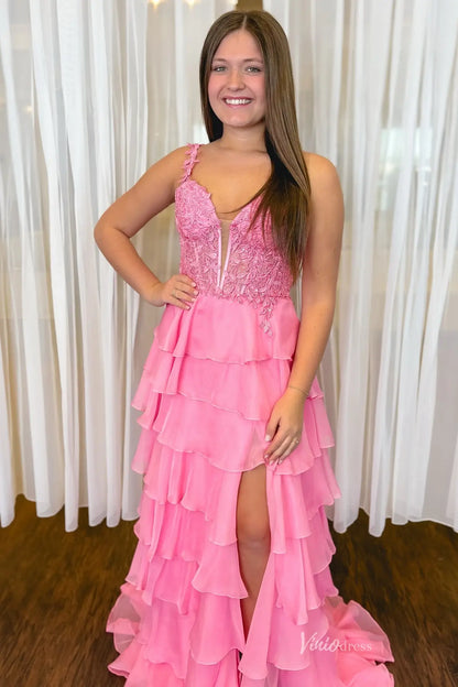 RF012-prom dresses 2026-Viniodress-Pink-Custom Size-