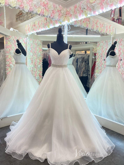 Hot Pink Organza Off the Shoulder Prom Dresses Pleated Bodice Beaded Belt FD4076-prom dresses 2025 -Viniodress-Ivory-Custom Size-