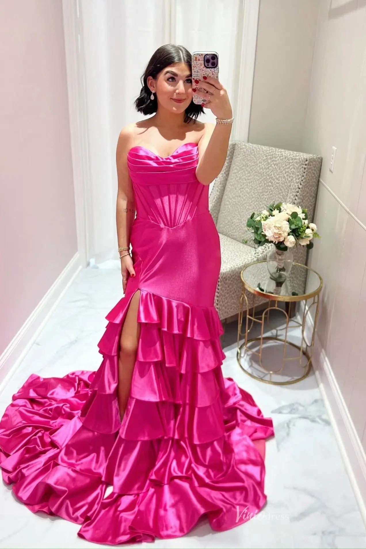 RF103-prom dresses 2026-Viniodress-Hot Pink-Custom Size-