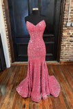 Prom Dress 2025 Hot Pink Sparkly Sequin Formal Dress Sweetheart Neck Prom Dresses FD2970-unique prom dresses-Hot Pink-Custom Size-Viniodress