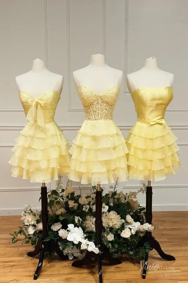 Hot Pink Strapless Ruffle Tiered Mini Homecoming Dress with Sweetheart Neckline & Bow – H1181-Homecoming Dresses 2025 -Viniodress-Pink-Custom Size-