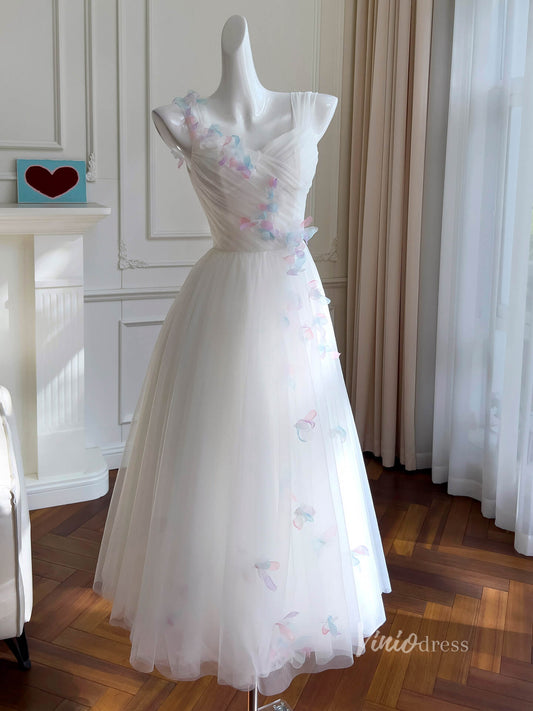 Ivory 3D Flower Prom Dresses Pleated Bodice Wide Strap Maxi Dress FD4023-prom dresses 2025 -Viniodress-Ivory-Custom Size-