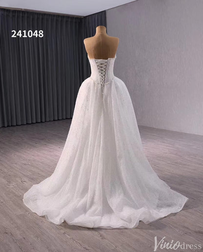 Ivory Beaded Bow-Tie Wedding Dresses Strapless Bridal Dresses 241048-wedding dresses 2025 -Viniodress-Ivory-Custom Size-
