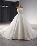 Ivory Beaded Flower Lace Wedding Gowns Strapless Sparkly Quince Dress 241082