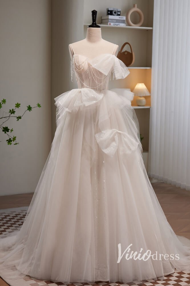 Ivory Beaded Prom Dresses Spaghetti Strap Formal Dress AD1046-prom dresses 2025 -Viniodress-Ivory-Custom Size-