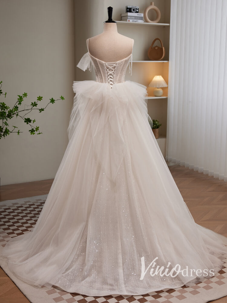 Ivory Beaded Prom Dresses Spaghetti Strap Formal Dress AD1046-prom dresses-Viniodress-Viniodress
