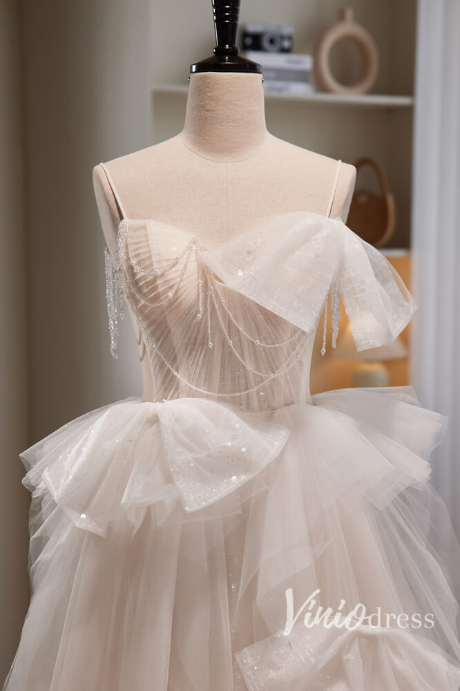 Ivory Beaded Prom Dresses Spaghetti Strap Formal Dress AD1046-prom dresses-Viniodress-Viniodress