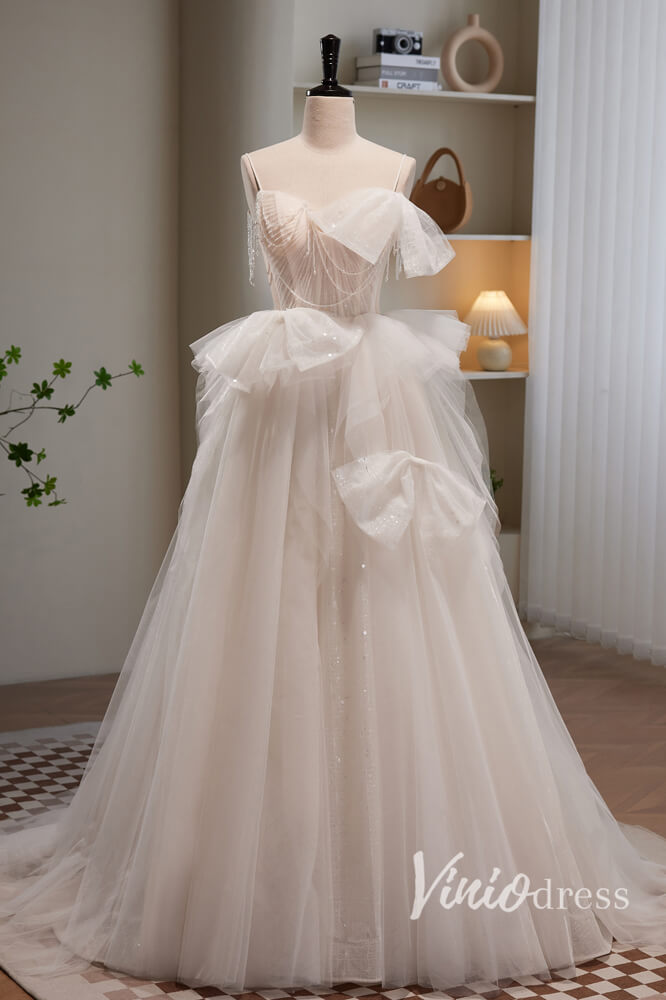 Ivory Beaded Prom Dresses Spaghetti Strap Formal Dress AD1046-prom dresses-Viniodress-Ivory-Custom Size-Viniodress
