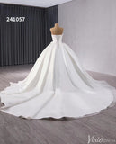 Ivory Beaded Wedding Gown Strapless 3D Flower Bridal Dress 241057-wedding dresses-Viniodress-Viniodress