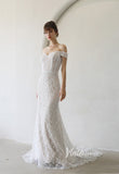 Ivory Bohemian Sheath Lace Wedding Dresses Off the Shoulder Bridal Dress VW2196-wedding dresses-Viniodress-Viniodress