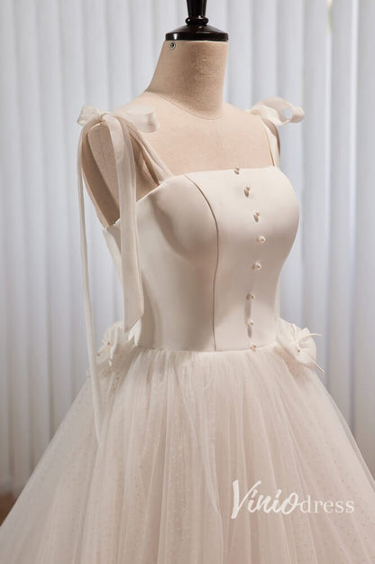 Ivory Dotted Tulle Prom Dresses Spaghetti Strap Formal Dress AD1047-prom dresses 2025 -Viniodress-Ivory-Custom Size-