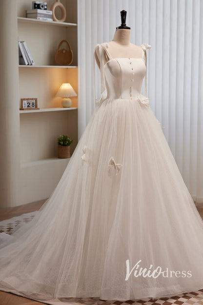 Ivory Dotted Tulle Prom Dresses Spaghetti Strap Formal Dress AD1047-prom dresses 2025 -Viniodress-Ivory-Custom Size-